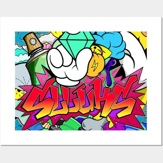 Dope Slluks spray painting logo lettering graffiti illustration Wall Art by slluks_shop